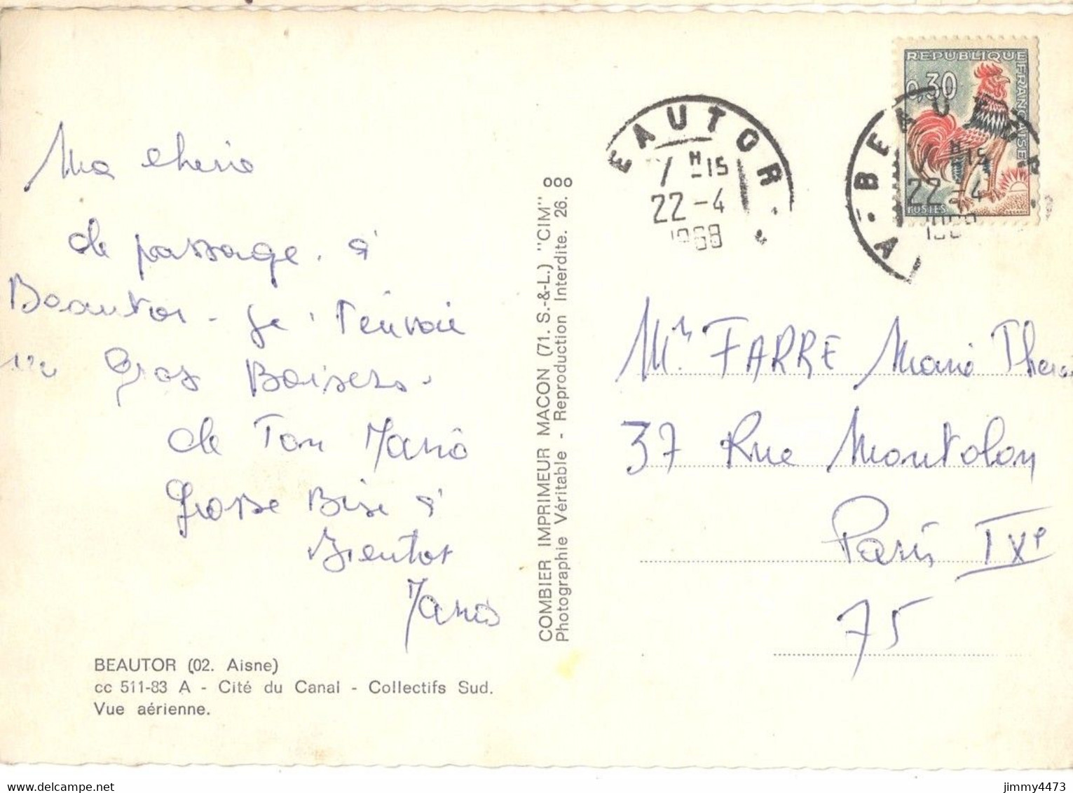 CPM Dentelées - BEAUTOR En 1968 - Cité Du Canal, Collectifs Sud ( Arr. De Laon 02 Aisne ) N° 511-83 A - Imp. COMBIER - Laon