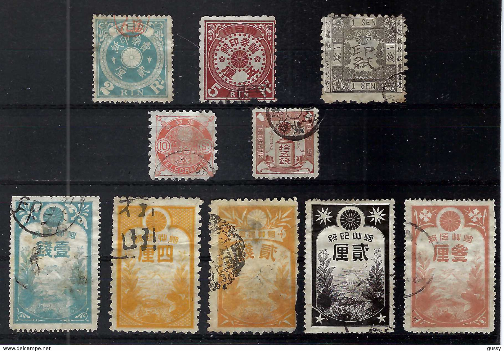 JAPON Ca.1885-1900:  Lot D'obl. CAD (télégraphe, Fiscaux,...) - Telegraafzegels