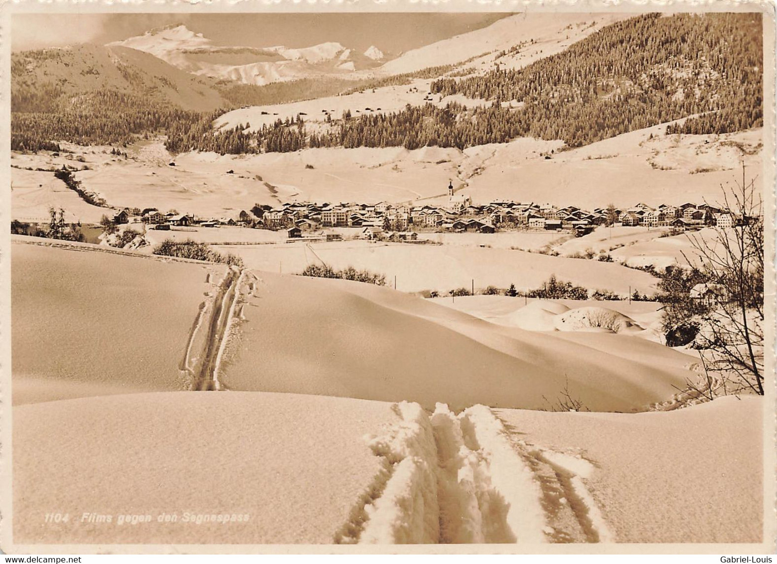 Flims Gegen Den Segnespass Im Winter Ski (10 X 15 Cm) - Flims