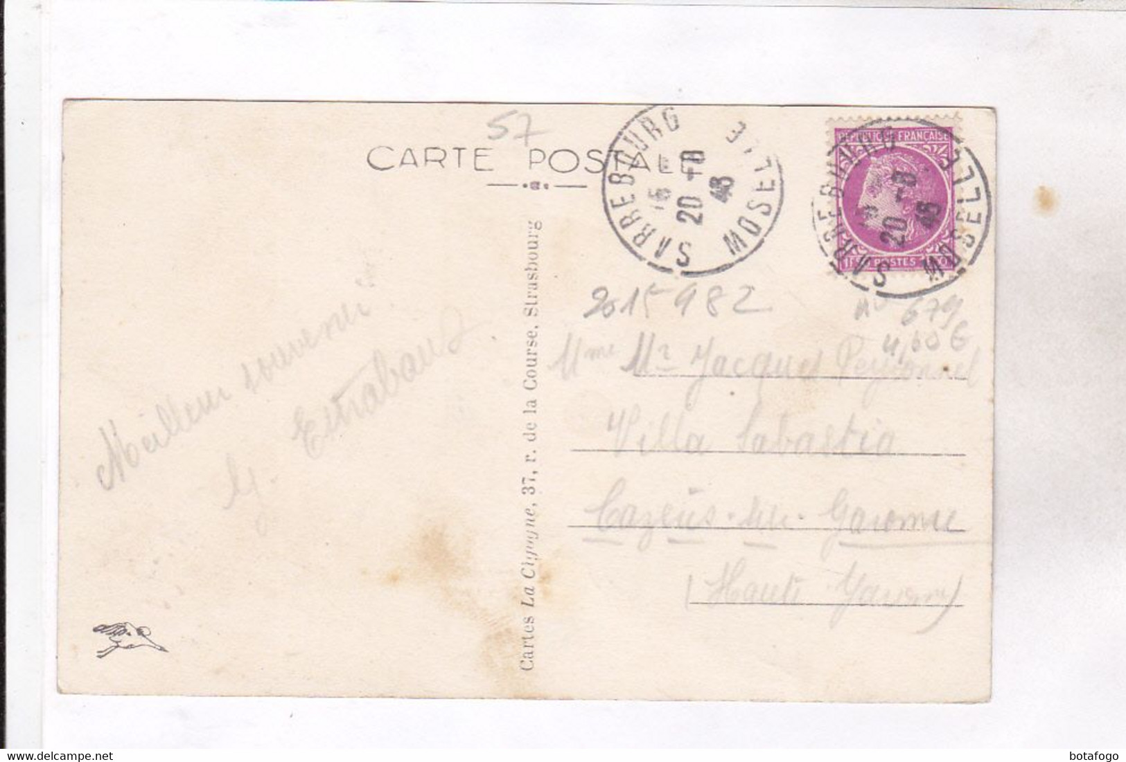 CPA DPT 57 SARREBOURG, En 1943!(voir Timbre) - Sarrebourg