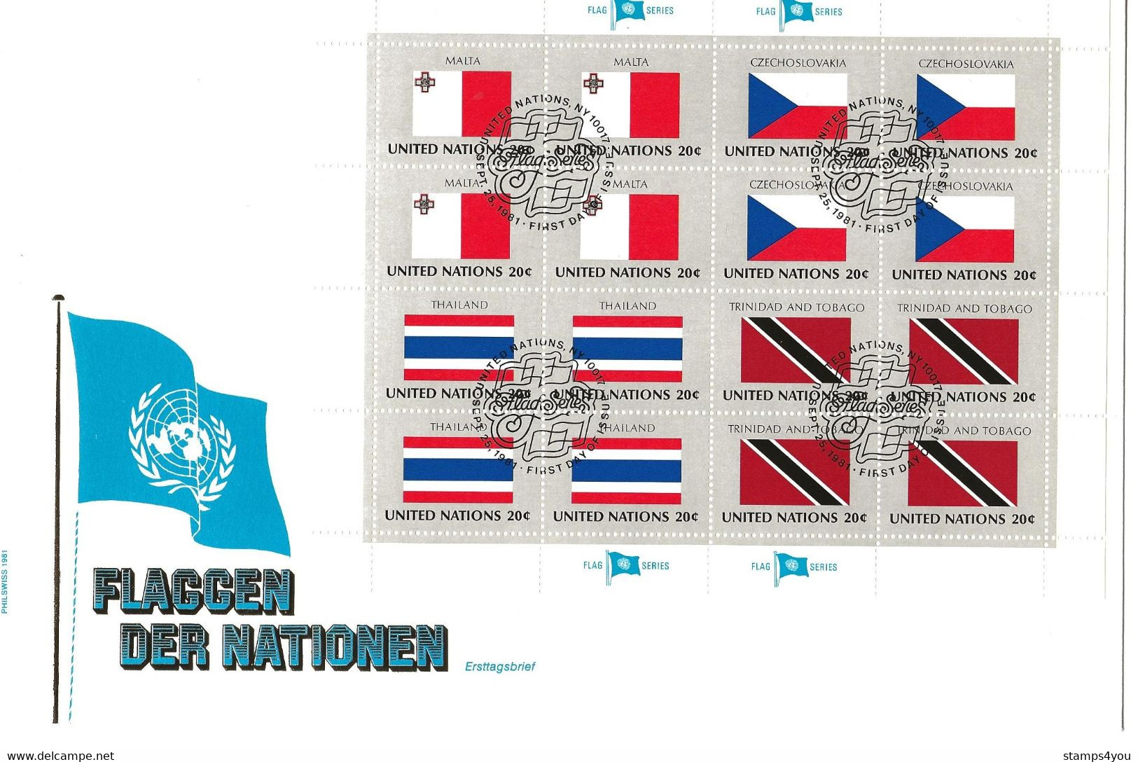 GG - Enveloppe Avec Feuillet "drapeaux" 1981 - Oblit 1er Jour - Storia Postale