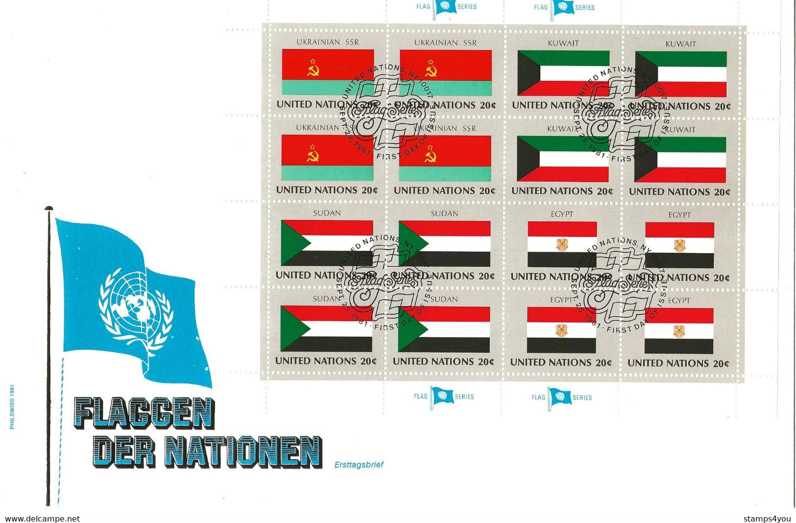 GG - Enveloppe Avec Feuillet "drapeaux" 1981 - Oblit 1er Jour - Brieven En Documenten