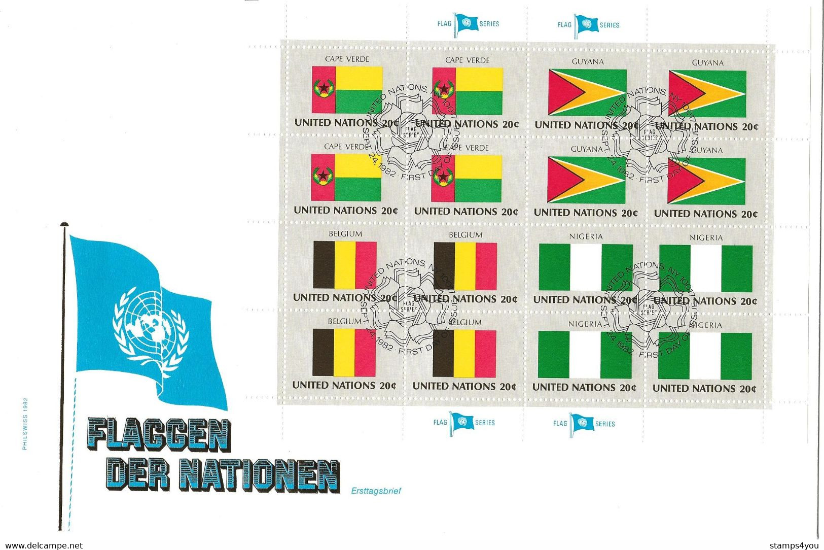 GG - Enveloppe Avec Feuillet "drapeaux" 1982 - Oblit 1er Jour - Cartas & Documentos