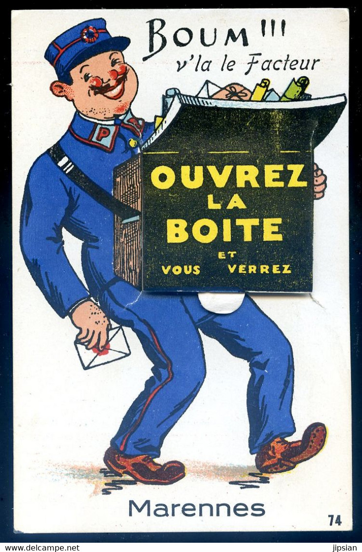 Cpa Du 17 Marennes Carte à Système - Boum V'la Le Facteur - Ouvrez La Boîte -- Avec Ses 10 Petites Images FEV22-75 - Marennes