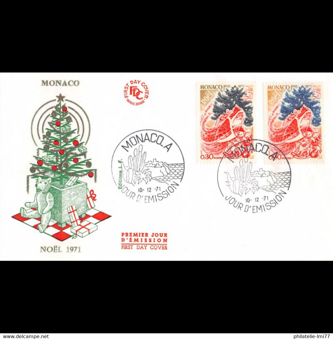 FDC - Série Noël 1971 (2 Env.), Oblit PJ 10/12/71 - FDC