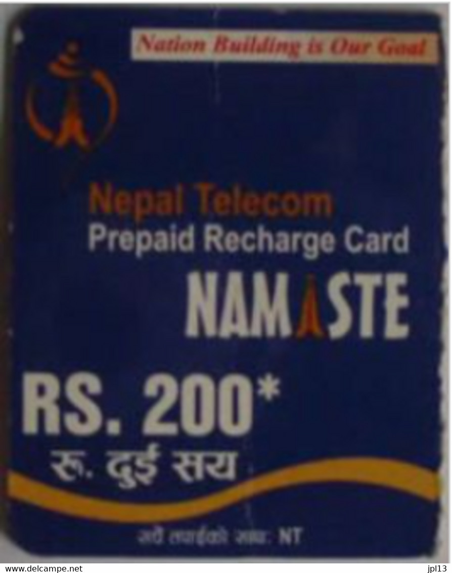 Recharge GSM - Népal - Nepal Telecom - Nation Building Is Our Goal Rs. 200, Exp. 31/12/2011 - Nepal