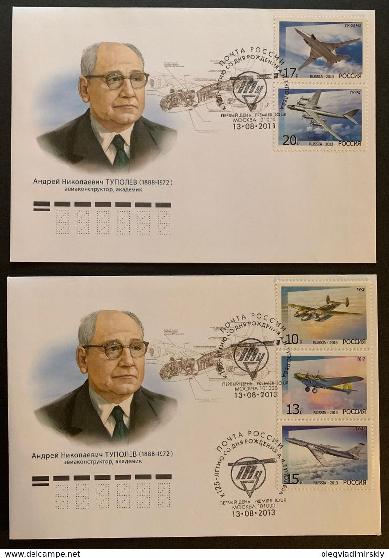 Russia 2013 Aircraft Tupolev Set Of 2 FDCs - FDC