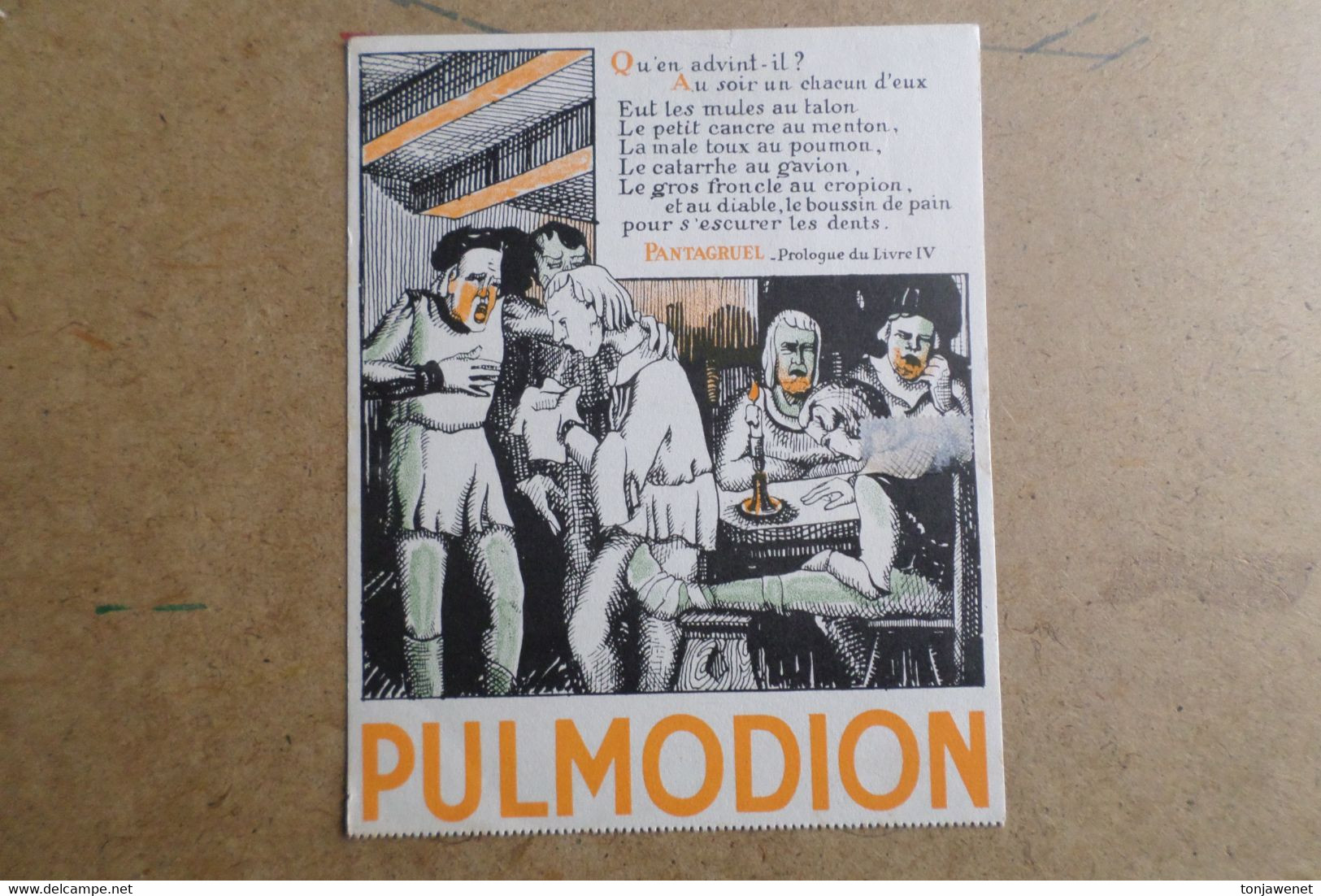 Publicité Pharmaceutique PULMODION - Illustration PANTAGRUEL Prologue Du Livre IV -F.Rabelais  ( Illustration,Publicité) - Advertising