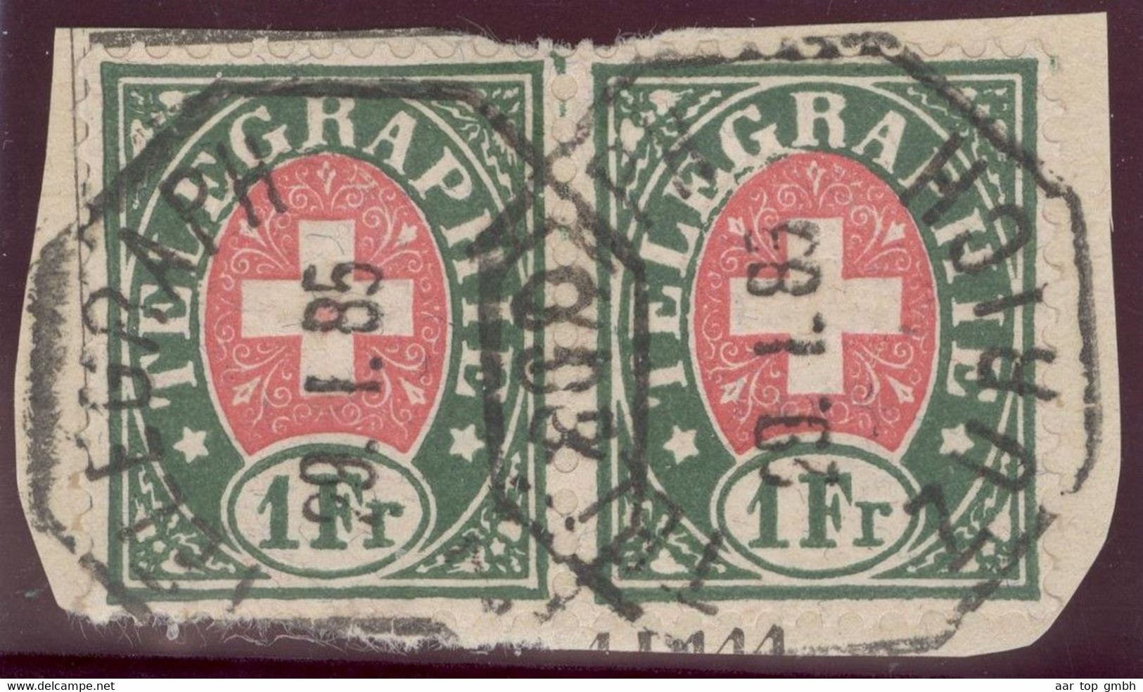 Schweiz Telegraphen-Marken Zu#17 Paar Auf Briefstück 1885-01-29 Zürich - Telegrafo