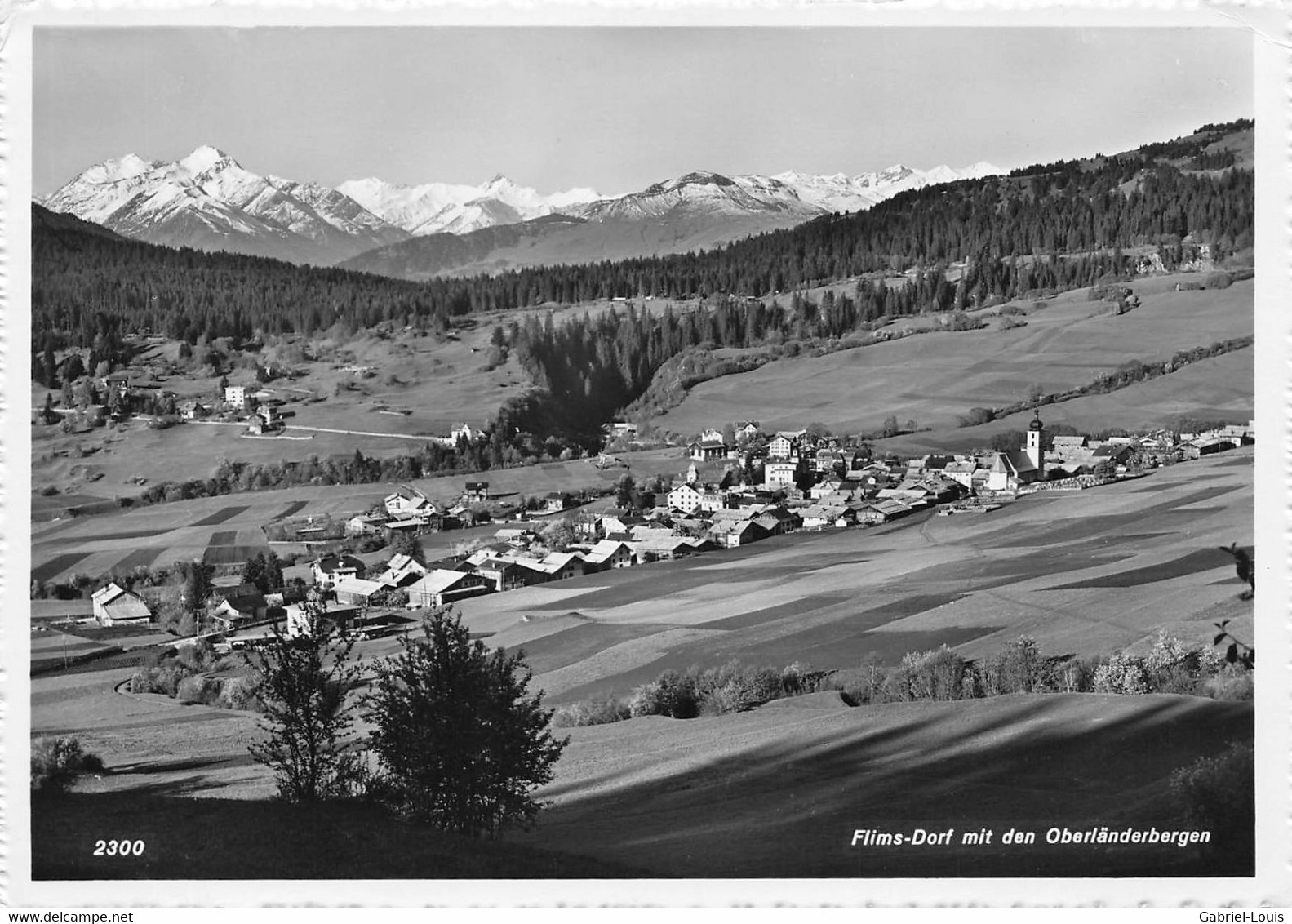 Flims Dorf Mit Den Oberländerbergen  (10 X 15 Cm) - Flims