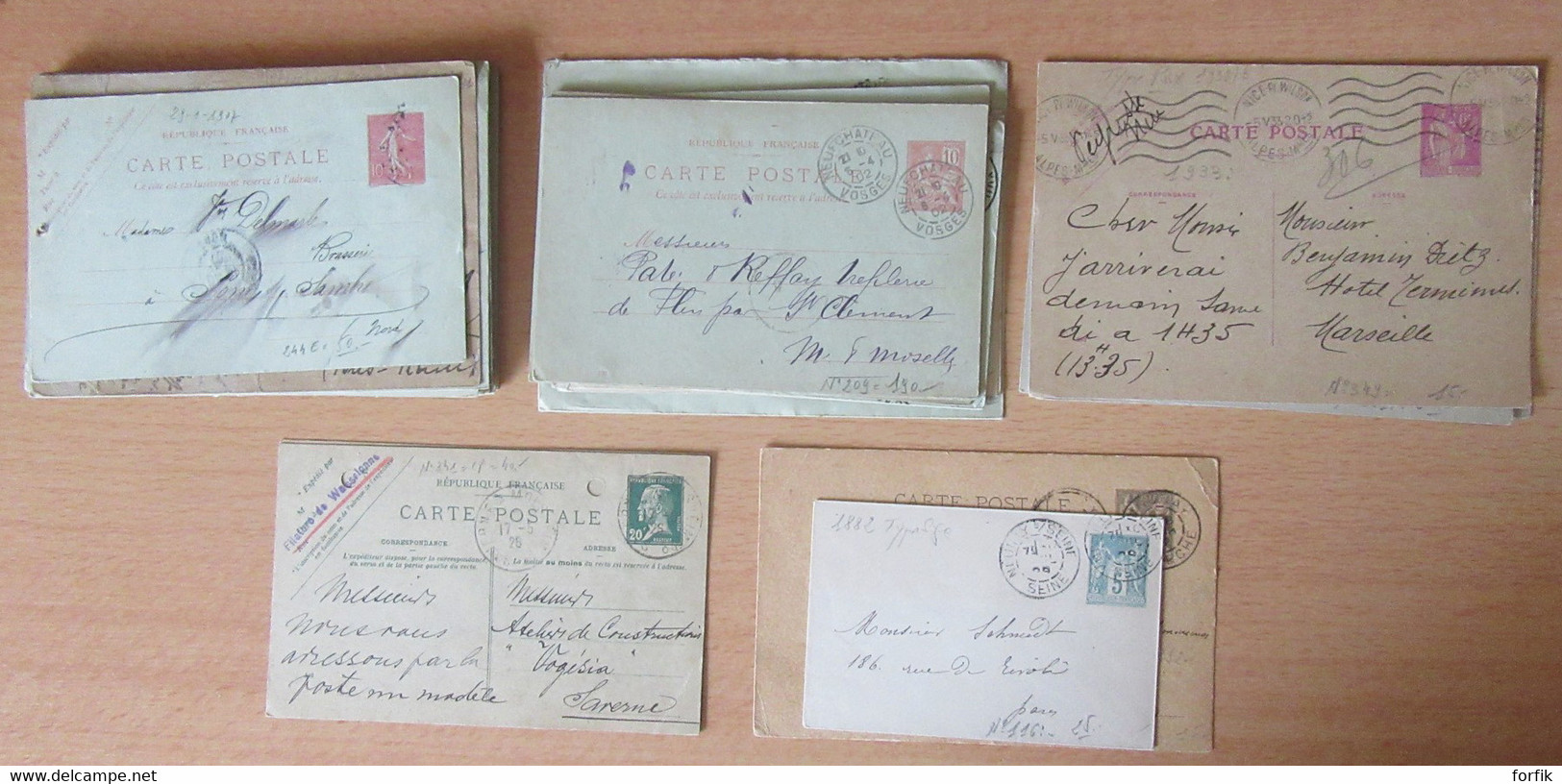 France - Lot De 49 Entiers Divers Semeuse, Mouchon, Sage, Pasteur, Paix, Tous Circulés, à étudier - Konvolute: Ganzsachen & PAP