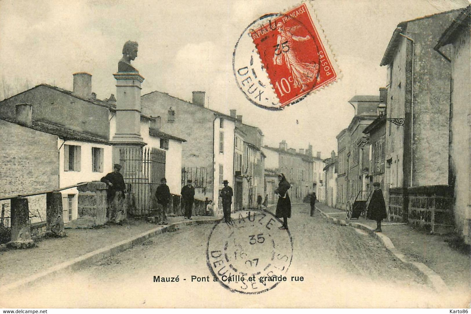 Mauzé * 1907 * Grande Rue Et Pont à Caillé - Mauze Sur Le Mignon