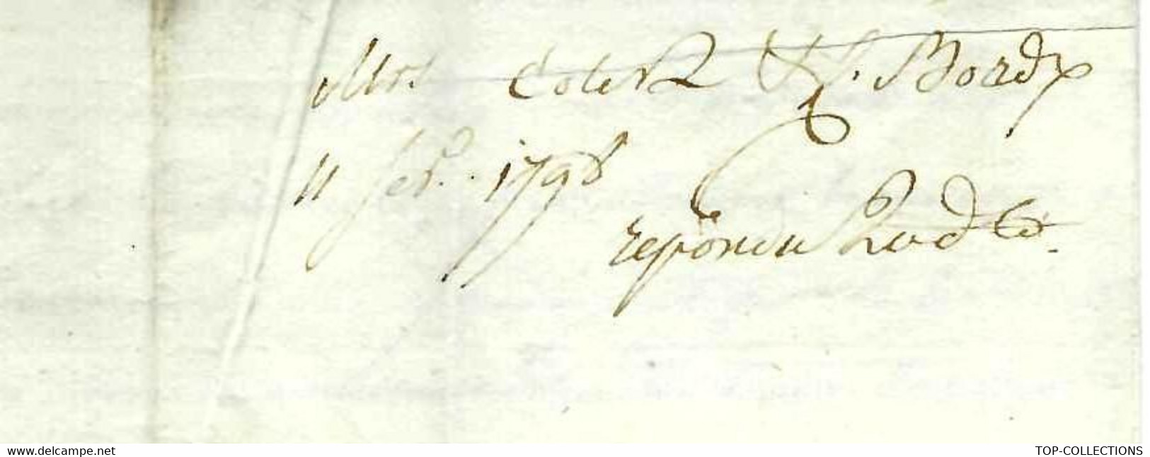 De Bordeaux 1798 BLOCUS GUERRE CONFLIT FRANCO BRITANIQUE GUERRES NAPOLEONIENNES   B.E.VOIR SCANS - Historical Documents