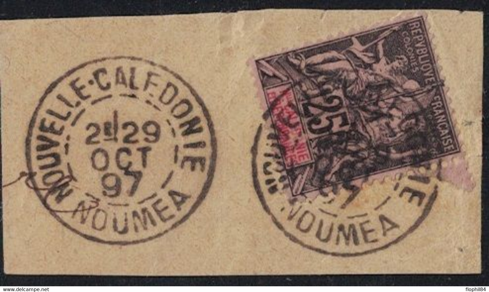 NOUVELLE CALEDONIE - NOUMEA - FRAGMENT DE LETTRE - TYPE GROUPE 25c - DU 29 OCTOBRE 1897. - Used Stamps