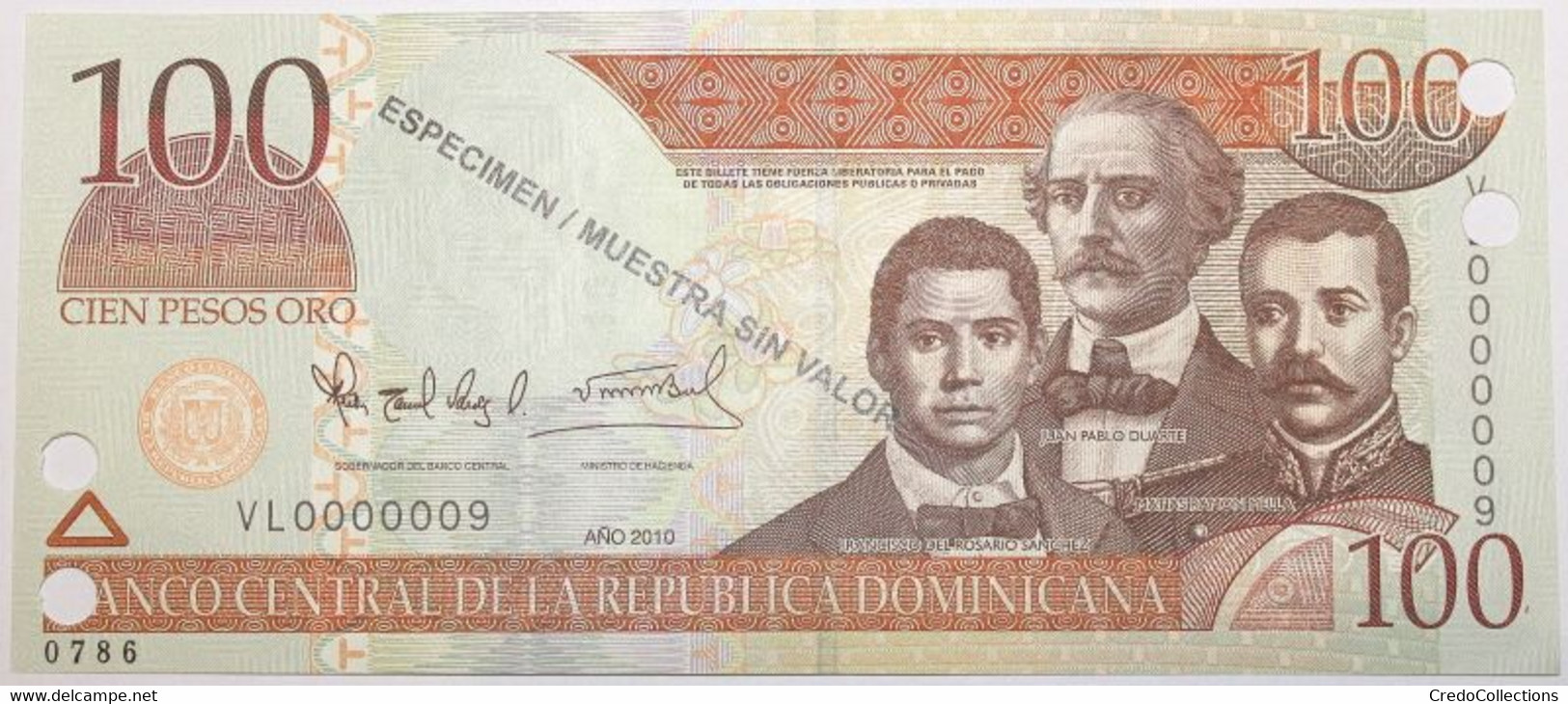 Dominicaine (Rép.) - 100 Pesos Oro - 2010 - PICK 177cs - NEUF - Dominicaine