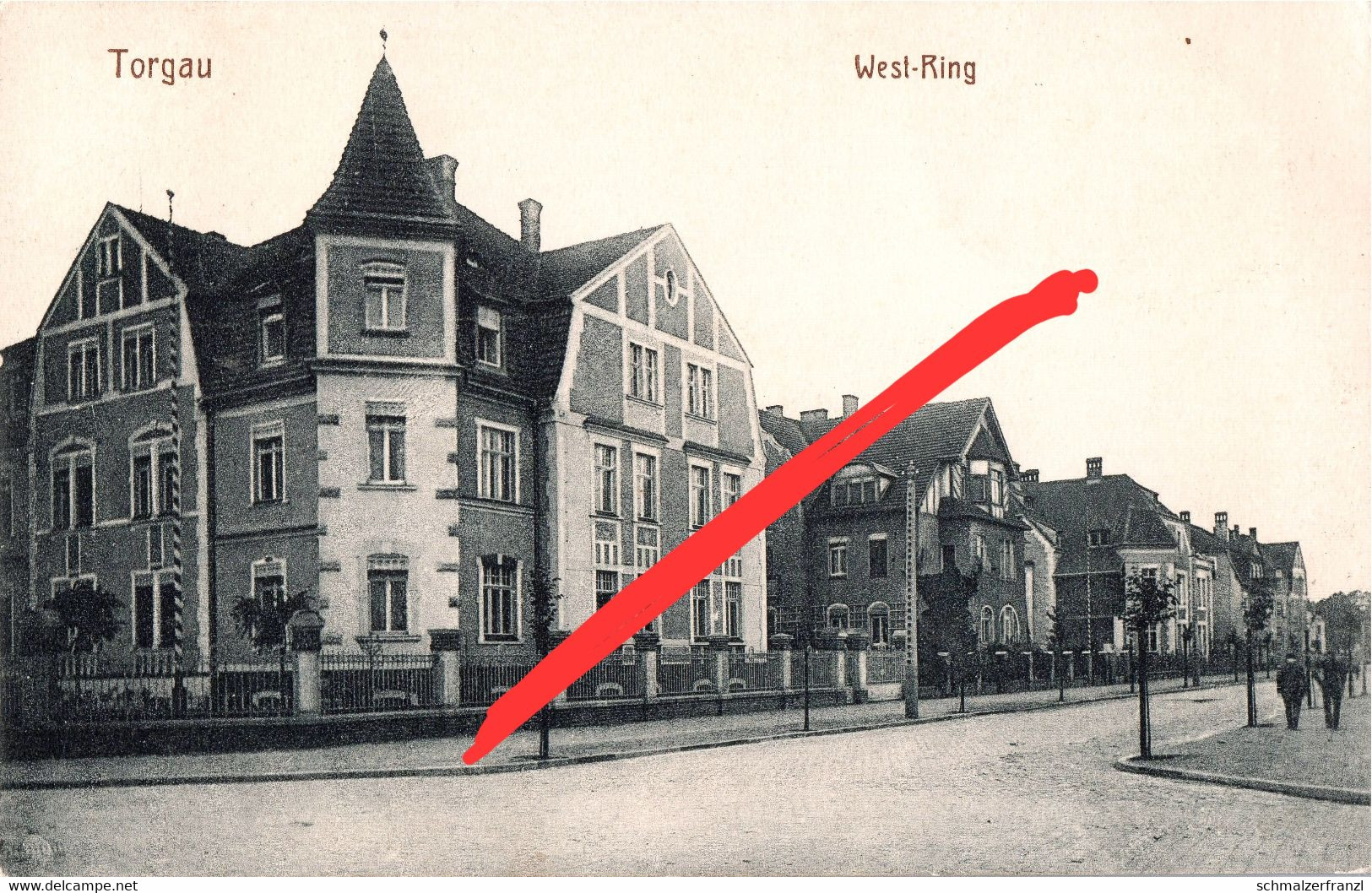 AK Torgau West Ring Westring Ringstraße Villa Villen A Bahnhofstraße August Bebel Straße Unruhstraße Südring Nordring - Torgau