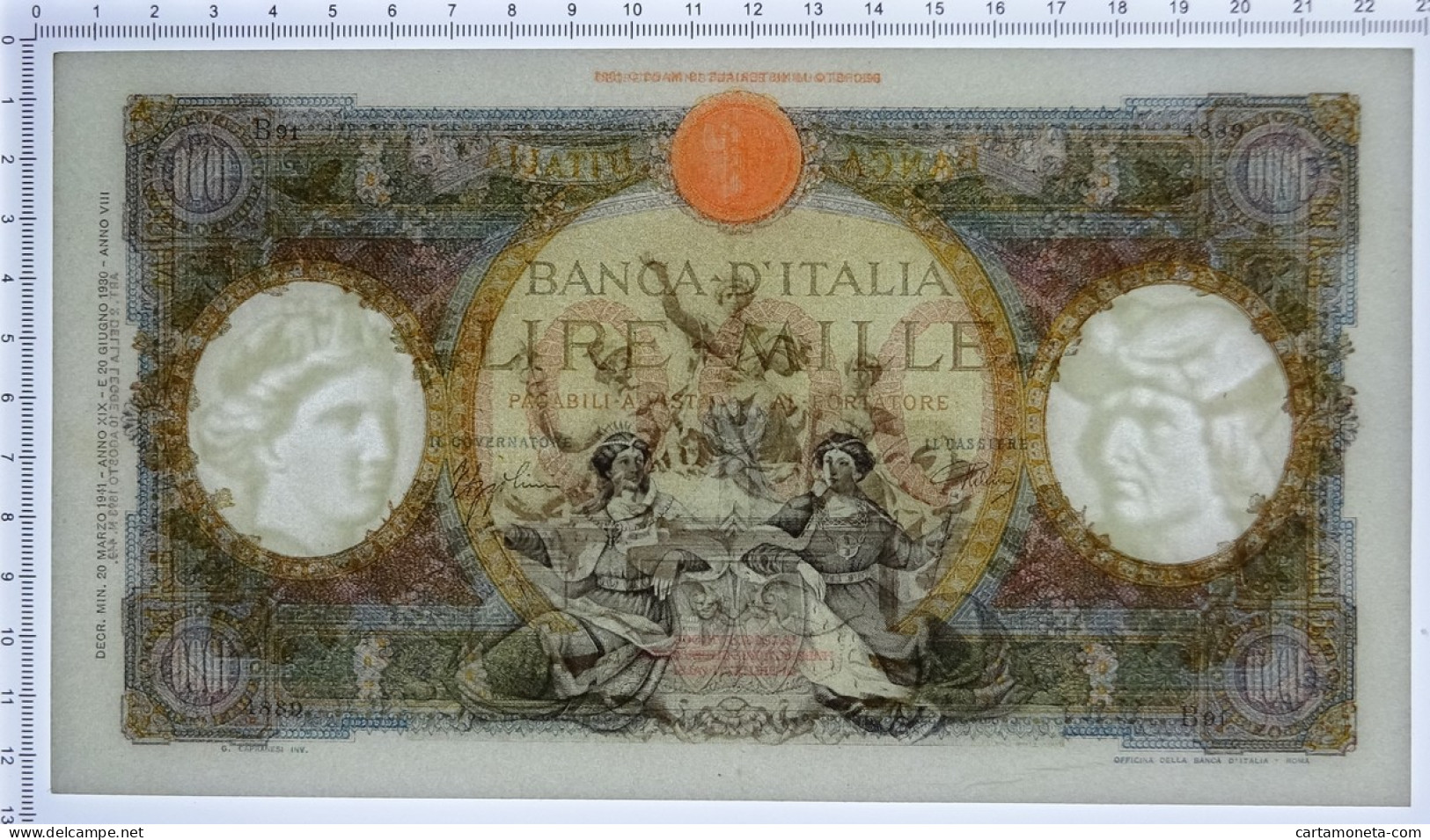 1000 LIRE CAPRANESI REPUBBLICHE MARINARE REGINE FASCIO ROMA 20/03/1941 SUP - Regno D'Italia – Other