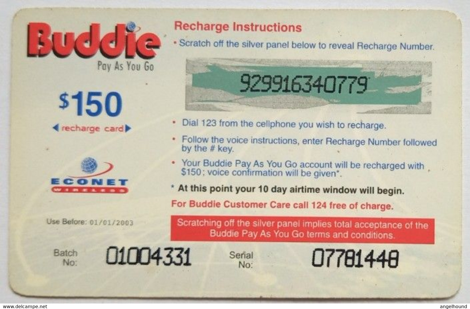 Zimbabwe $150 Buddie- Pay As You Go - Simbabwe