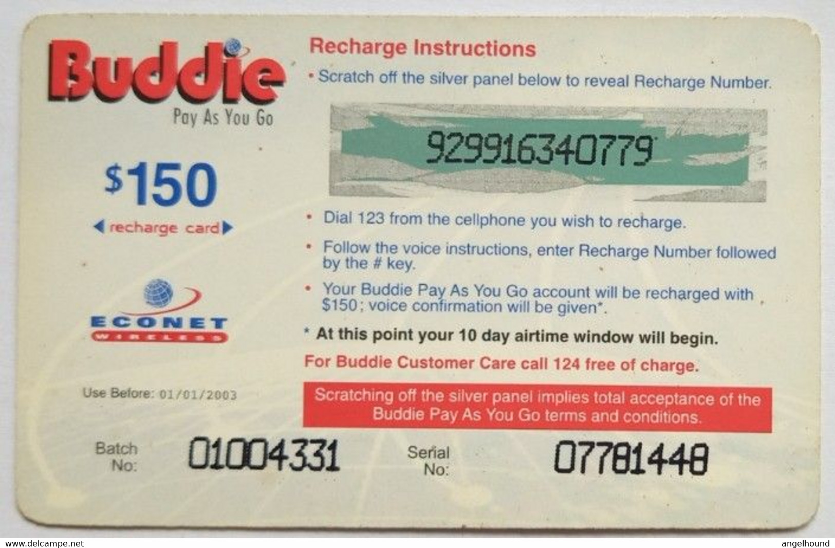 Zimbabwe $150 Buddie- Pay As You Go - Zimbabwe