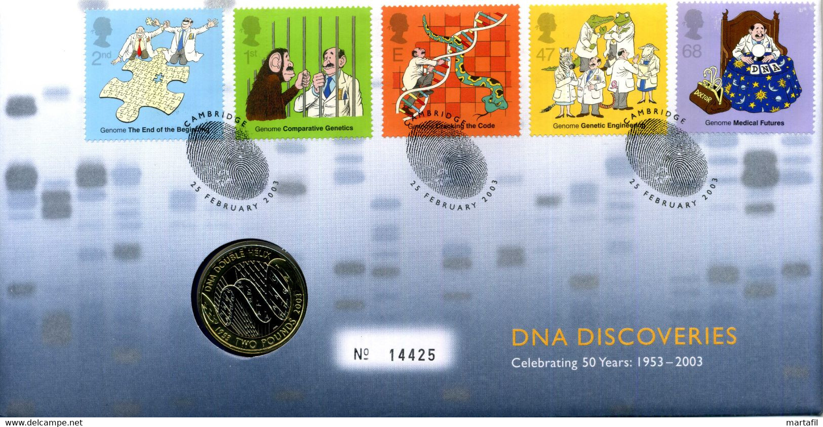 Royal Mail FDC "DNA Discoveries Celebrating 50 Years 1953-2003" - Physique