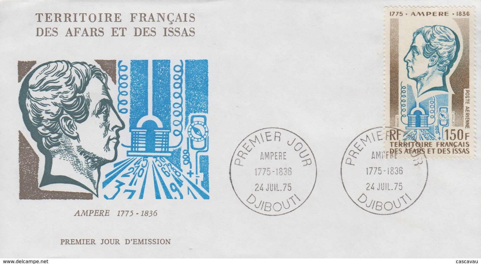 Enveloppe  FDC  1er  Jour  TERRITOIRE  FRANCAIS   Des   AFARS  Et  ISSAS    AMPERE   1975 - Autres & Non Classés