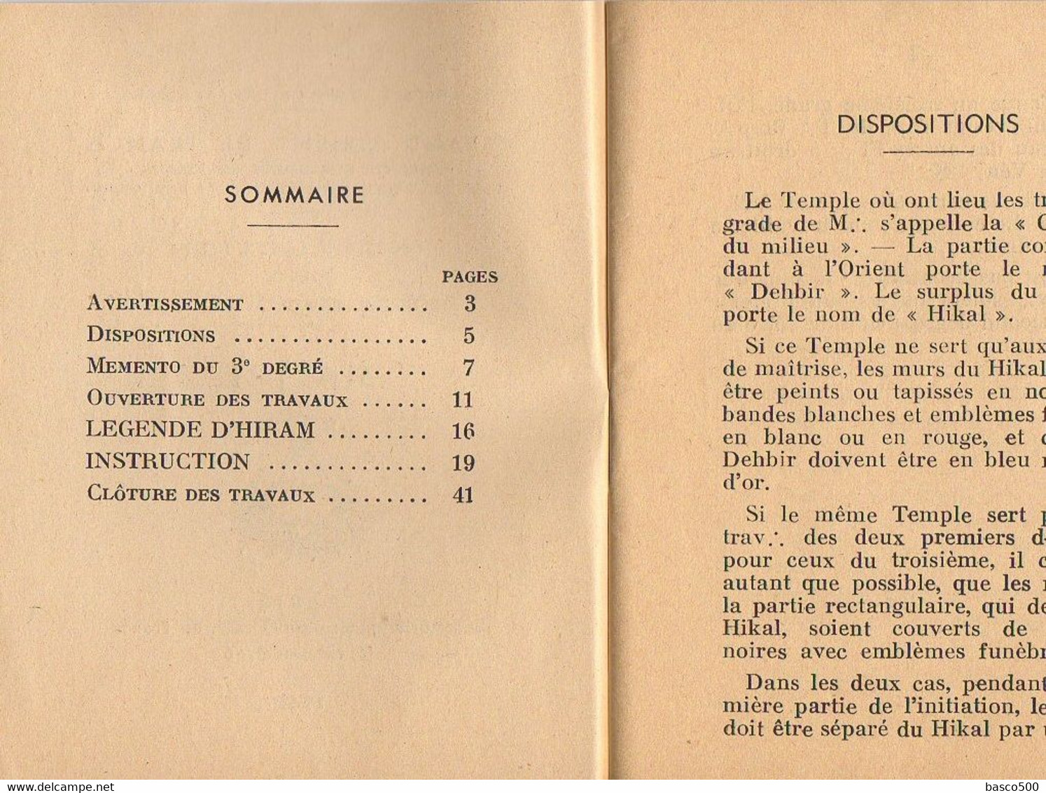1960 FRANCS MACONS Livret 3° Grade MAITRE Grand Orient De France - Esoterik