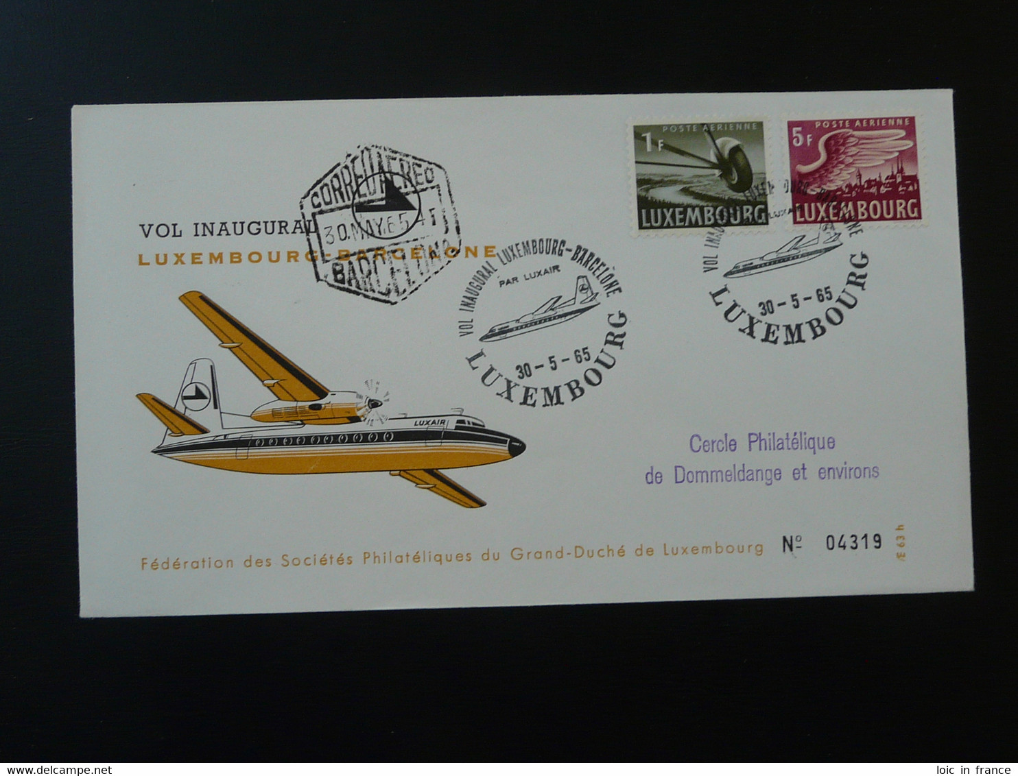 Lettre Premier Vol First Flight Cover Luxembourg Barcelona Luxair 1965 - Briefe U. Dokumente