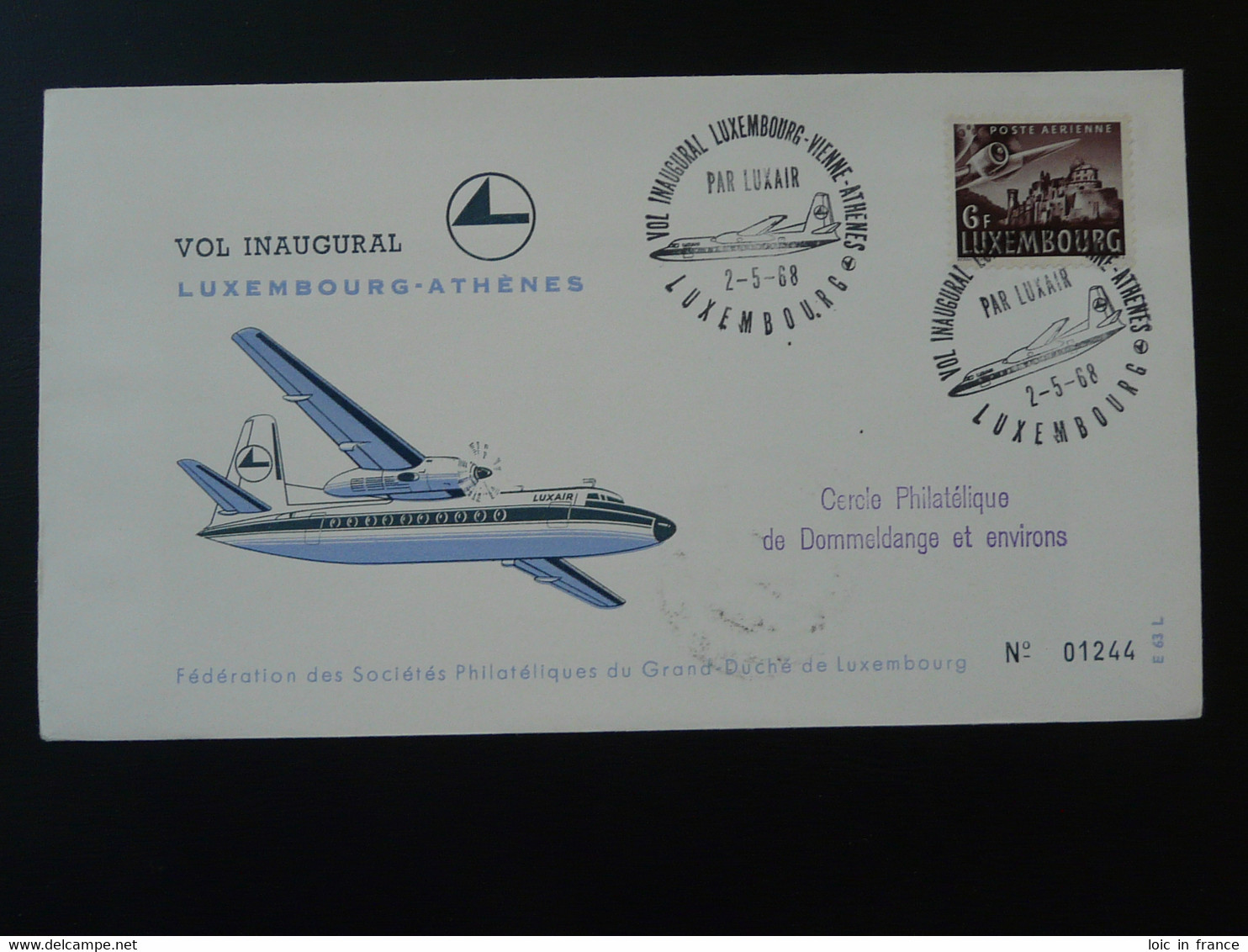 Lettre Premier Vol First Flight Cover Luxembourg Athenes Luxair 1968 - Cartas & Documentos