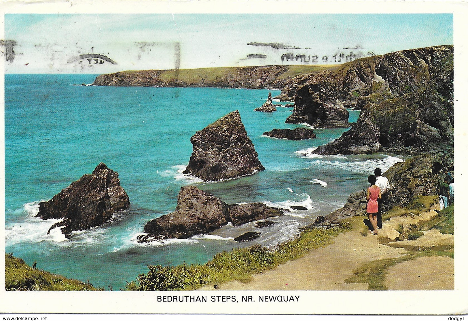 BEDRUTHAN STEPS, NEWQUAY, CORNWALL, ENGLAND. Circa 1979 USED POSTCARD   Ts9 - Newquay