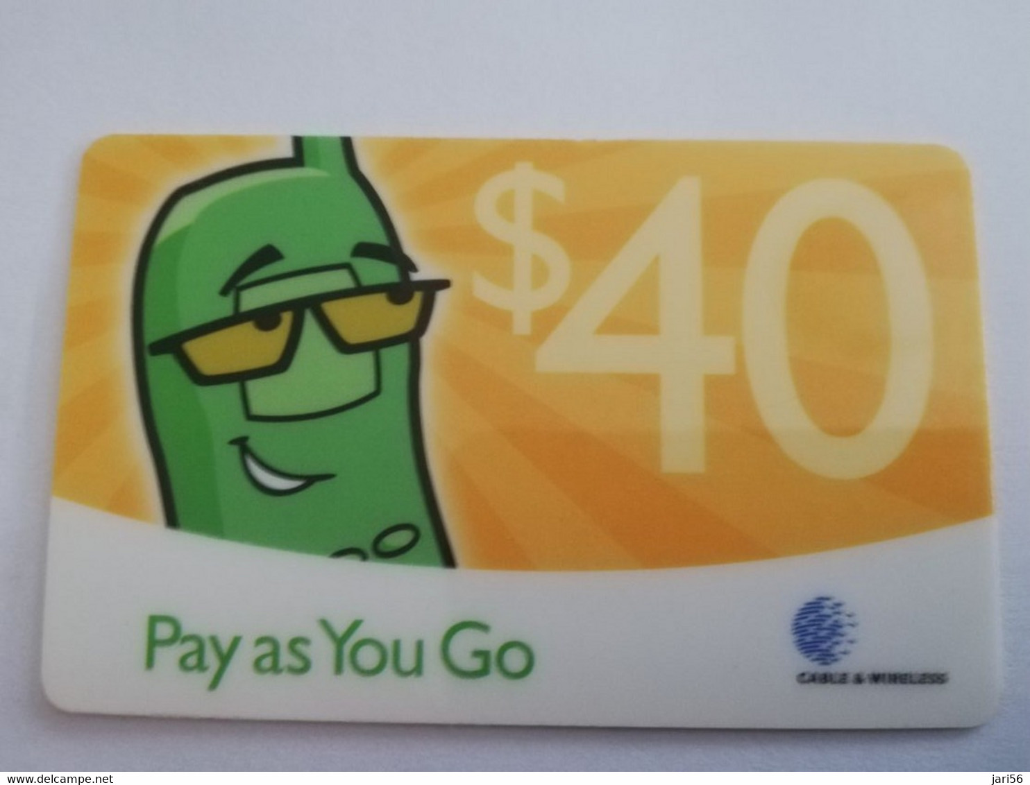 ST VINCENT & GRENADINES   $ 40 PAY AS YOU GO  YELLOW THICK  Prepaid   Fine Used  Card  **10052 ** - St. Vincent & Die Grenadinen