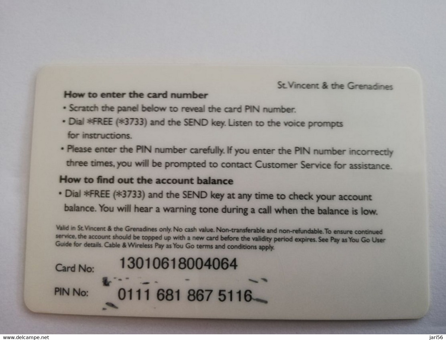 ST VINCENT & GRENADINES   $ 40 PAY AS YOU GO  YELLOW THICK  Prepaid   Fine Used  Card  **10052 ** - San Vicente Y Las Granadinas