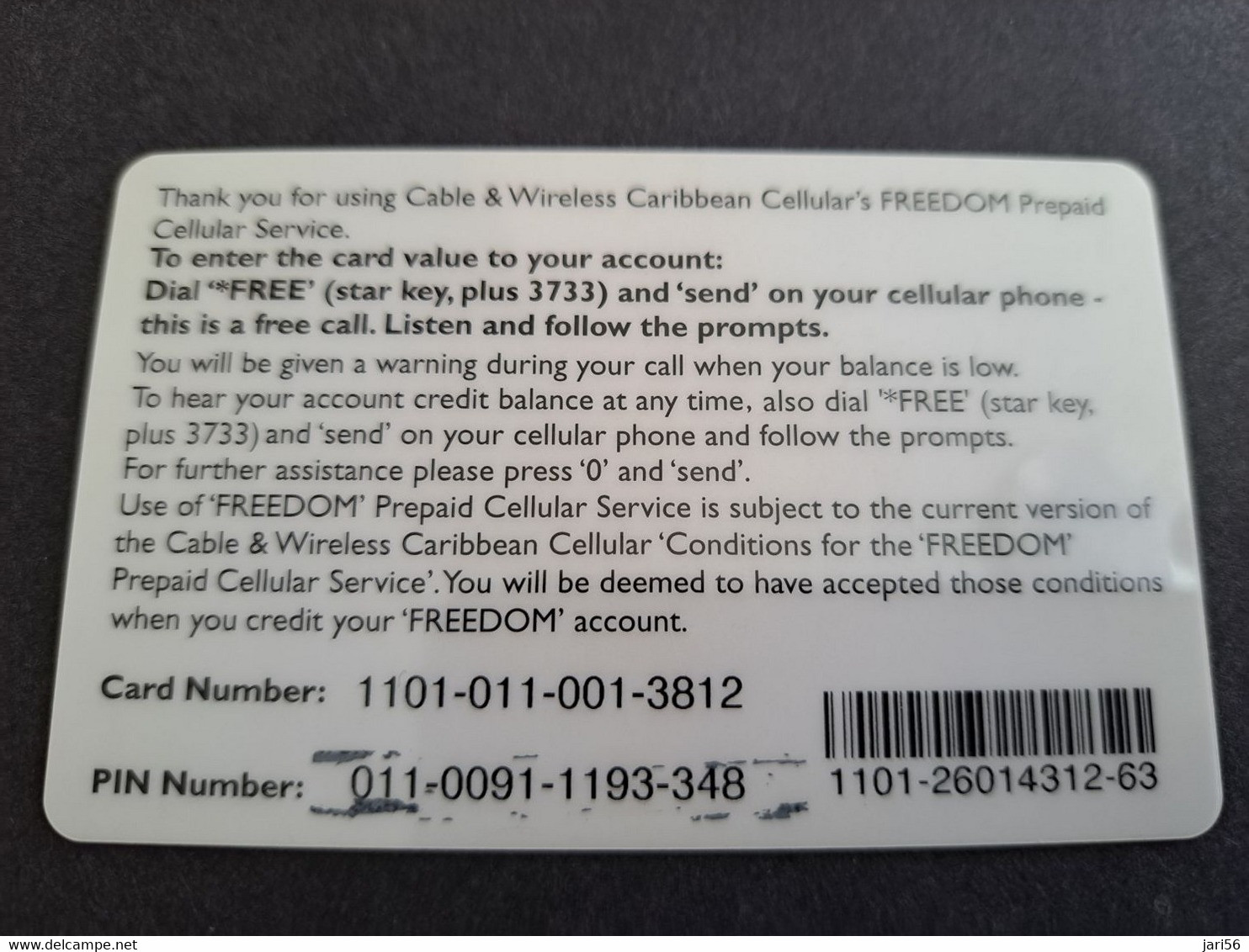 CARIBBEAN ISLANDS / $40,- PREPAID CELLULAIR    -PREPAID Used ** 10058** - Antilles (Autres)