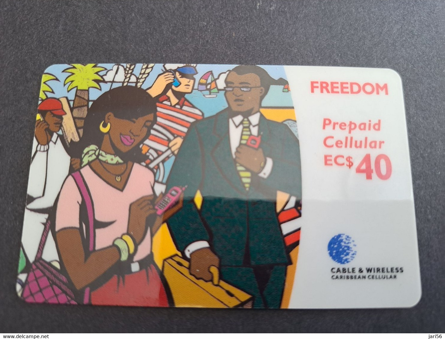 CARIBBEAN ISLANDS / $40,- PREPAID CELLULAIR / FREEDOM IN RED     -PREPAID Used ** 10059** - Antillas (Otros)