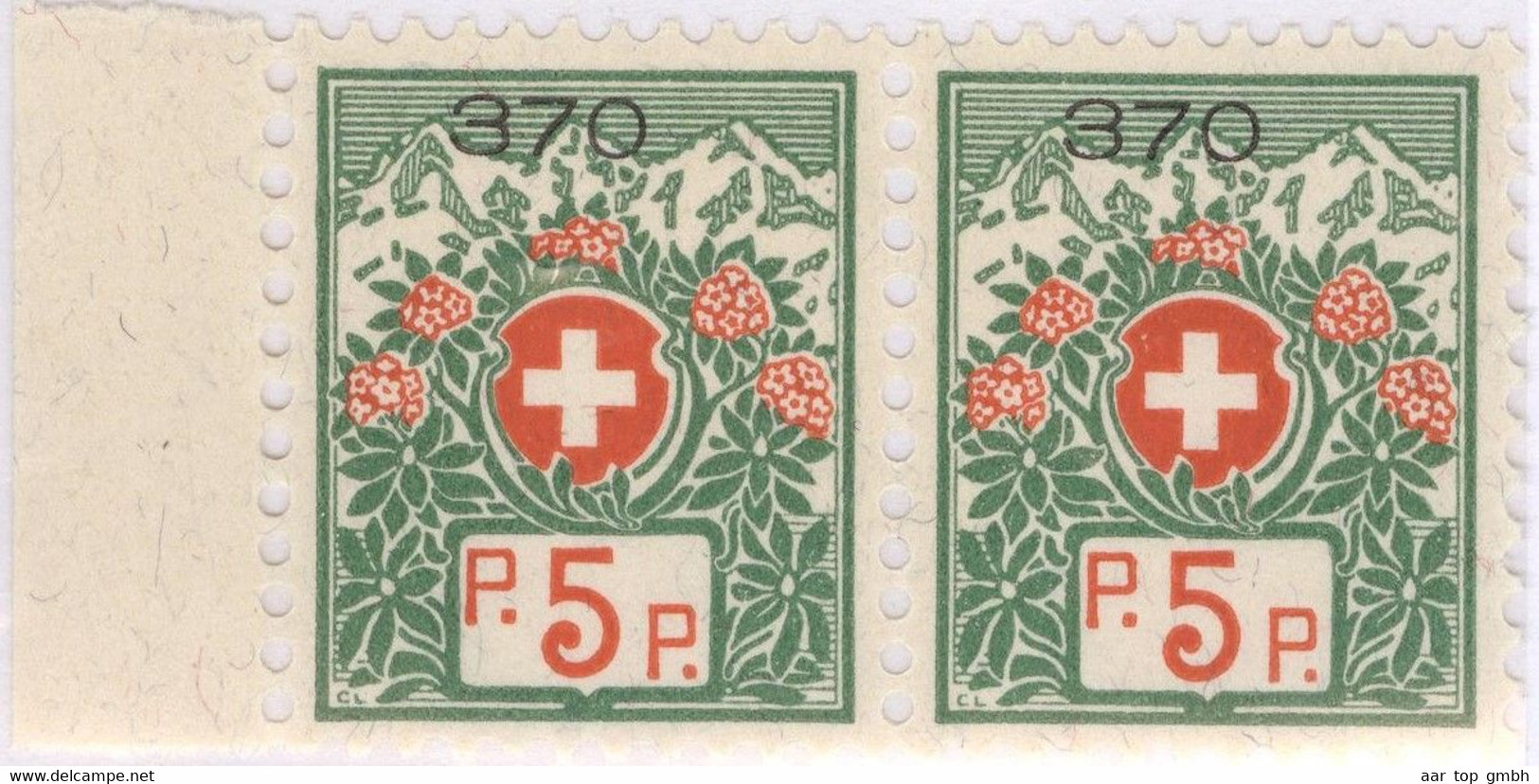 Schweiz Portofreiheit Zu#11A Paar ** Postfrisch 5 Rp. Gr#370 Frauenverein Ausgeliefert 6100 Stk. - Franchise