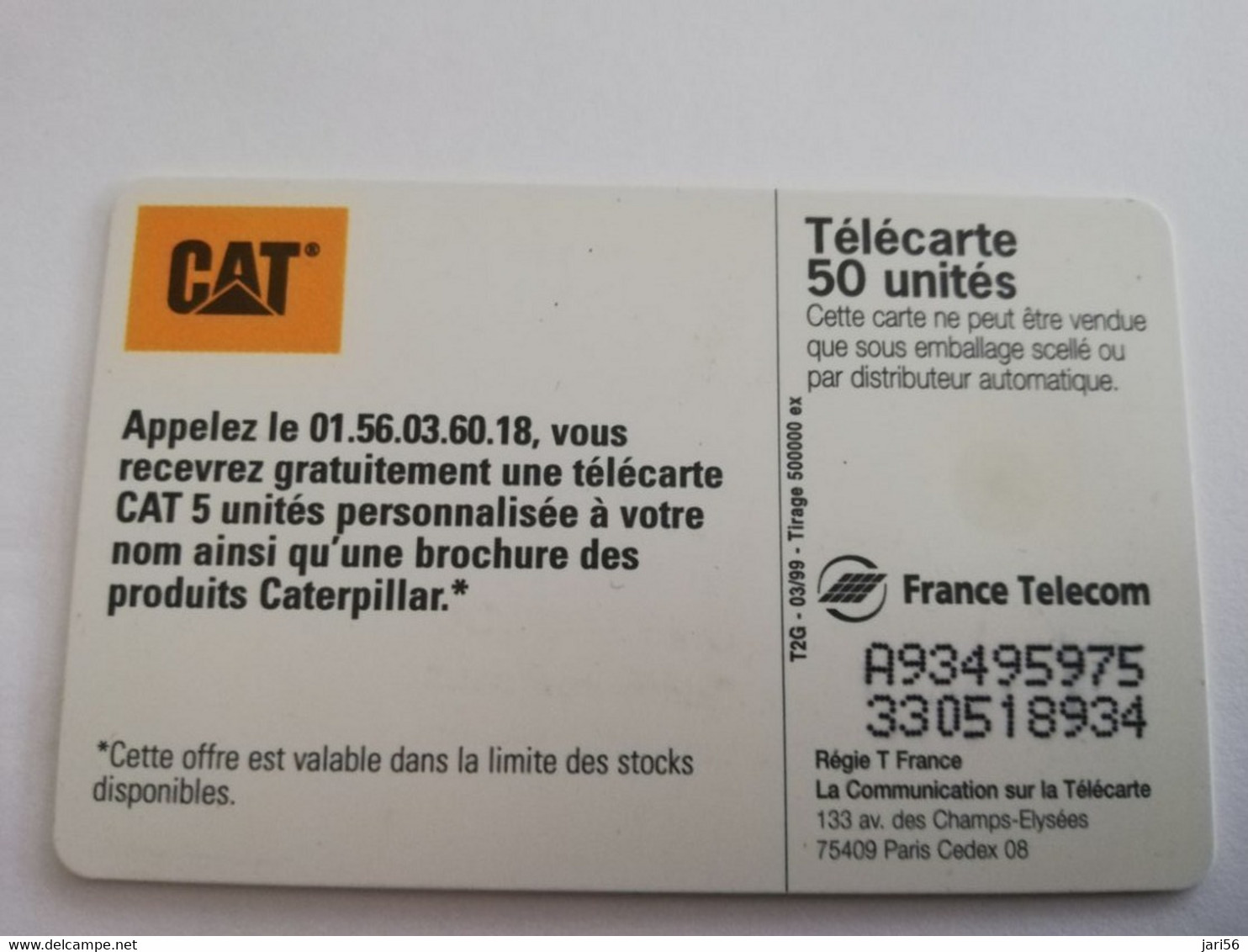 FRANCE/FRANKRIJK  SET 2X CHIPCARD  50 UNITS + 120 UNITS CATEPILLAR        WITH CHIP     ** 10075** - Voorafbetaalde Kaarten: Gsm