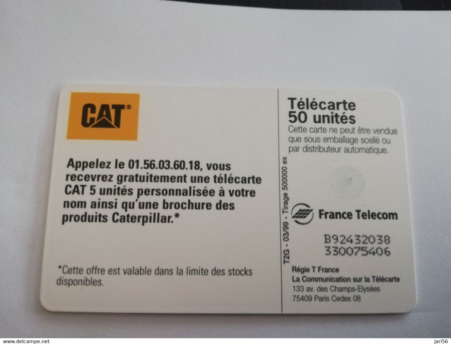 FRANCE/FRANKRIJK  SET 2X CHIPCARD  50 UNITS + 120 UNITS CATEPILLAR        WITH CHIP     ** 10076** - Mobicartes (GSM/SIM)