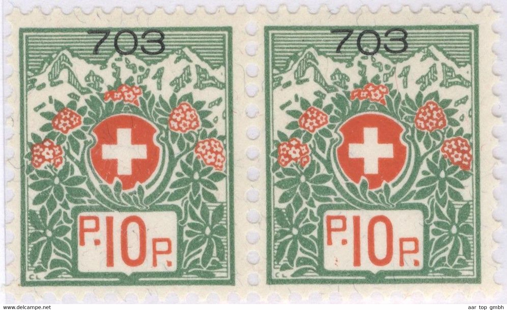 Schweiz Portofreiheit Zu#12A Paar ** Postfrisch 10 Rp. Gr#703 Heil-+Pflegeanstallt St.Urban Ausgeliefert 12500 Stk. - Portofreiheit