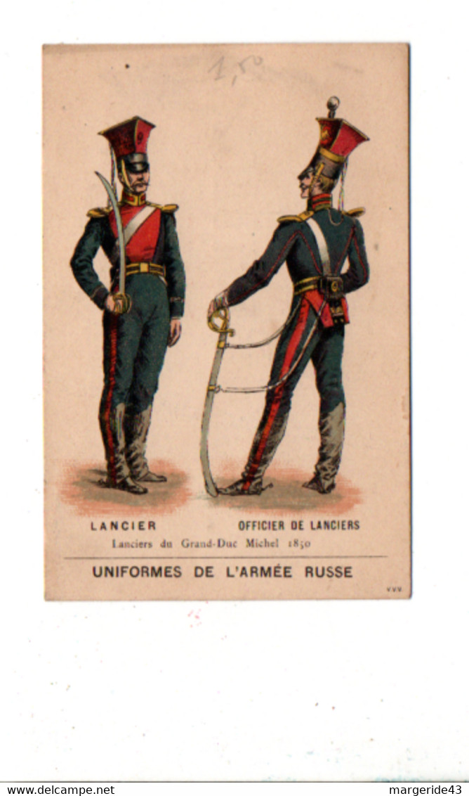 CHROMOS CHOCOLAT REVILLON - UNIFORMES DE L'ARMEE RUSSE - LANCIERS DU GRAND DUC - Revillon