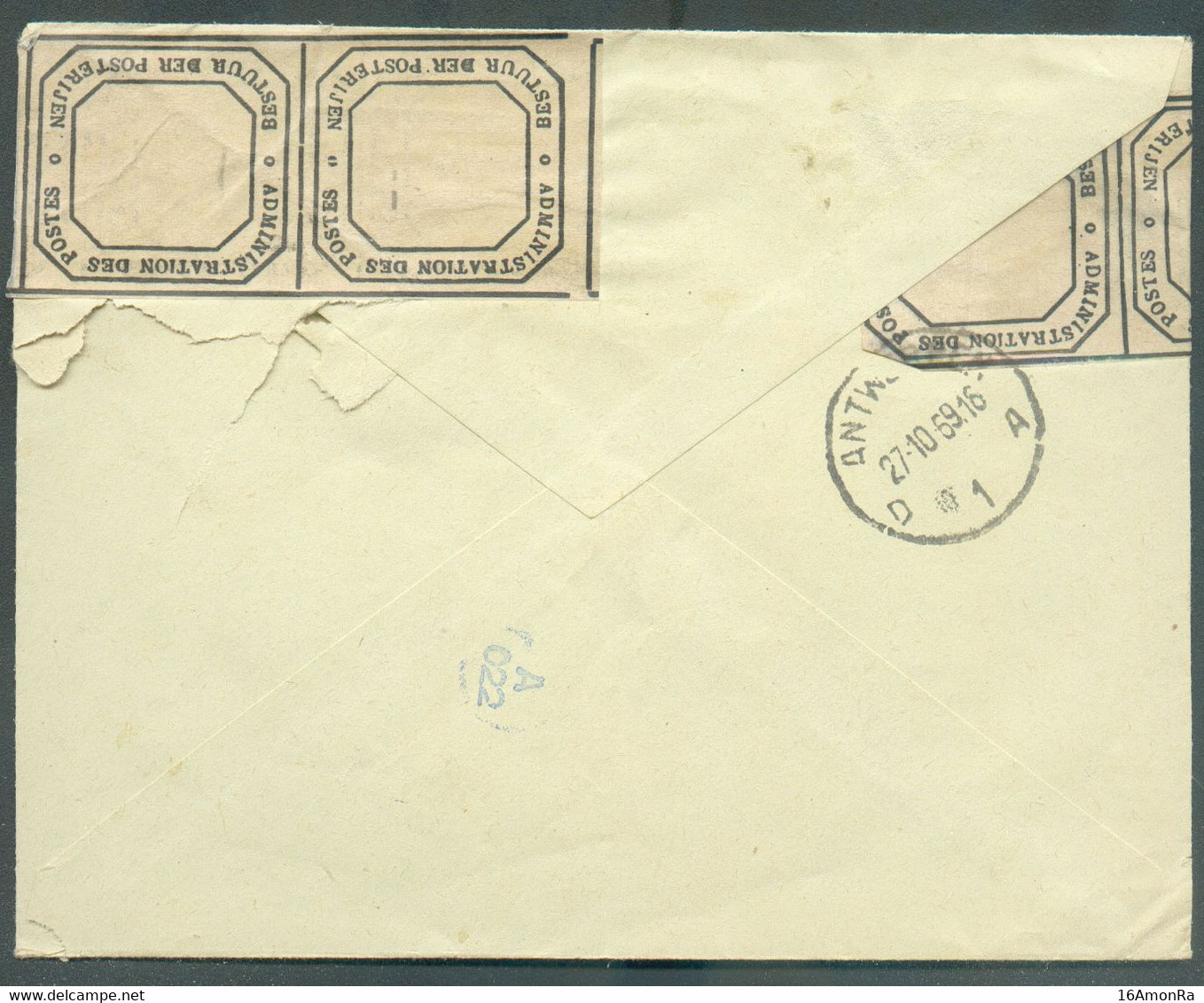 1F Cathédrale De Louvain Obl. Dc ANTWERPEN Sur Lettre 57-10-69 Vers Berchem, Endommagée Au Tri (Bande De L'Administratio - Crash Covers