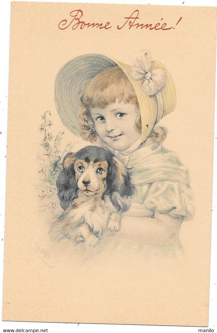 E.DOECKER - DÖCKER - BONNE ANNEE - Petite Fille Au Chien - Style Vienne  Editeur N. N° 75102 - Döcker, E.