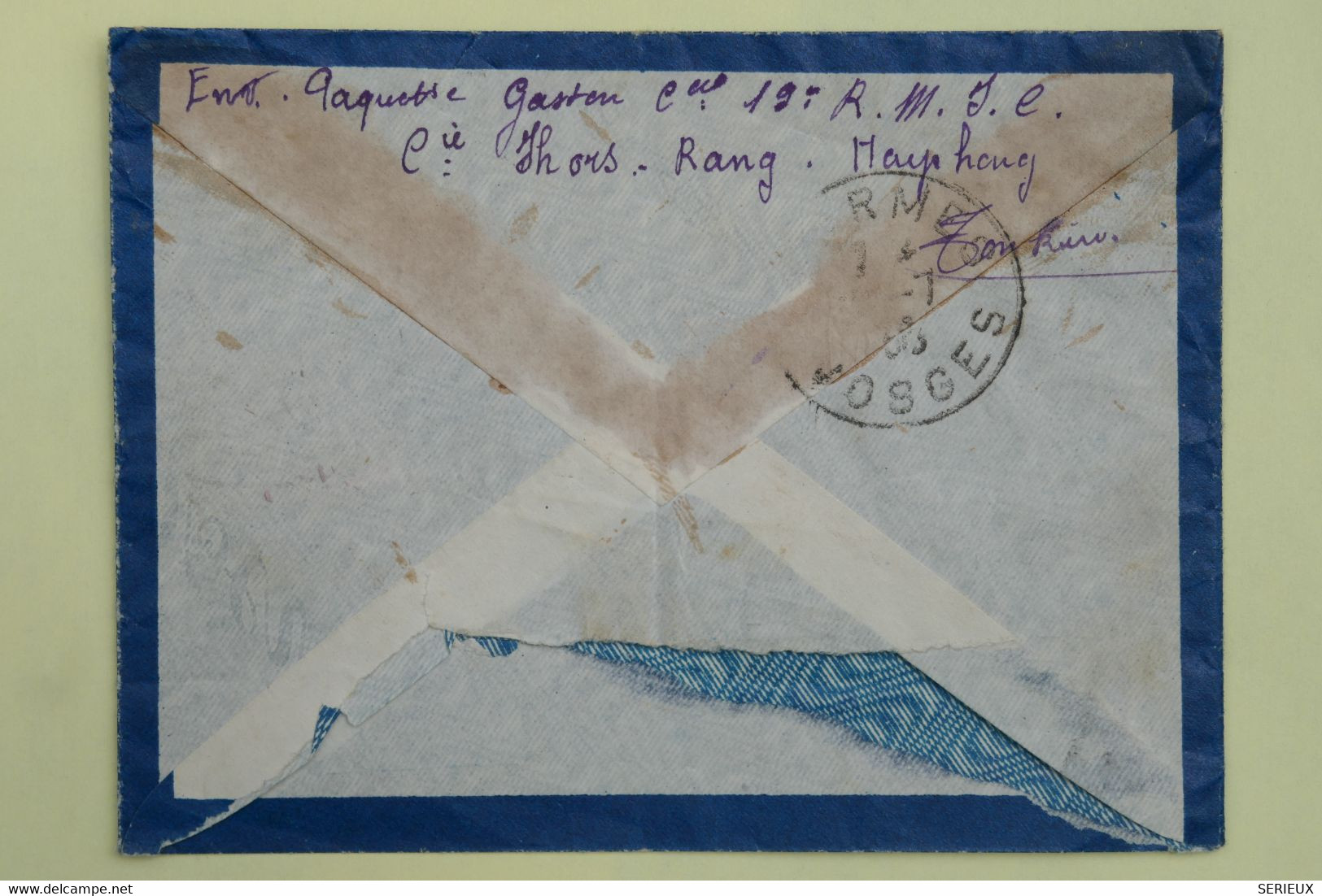 AM18 INDOCHINE BELLE LETTRE 1938 HAI PHONG  POUR  CHARMES FRANCE VIA MARSEILLE +AEROPHILATELIE +AFFRANCH.  INTERESSANT - Brieven En Documenten