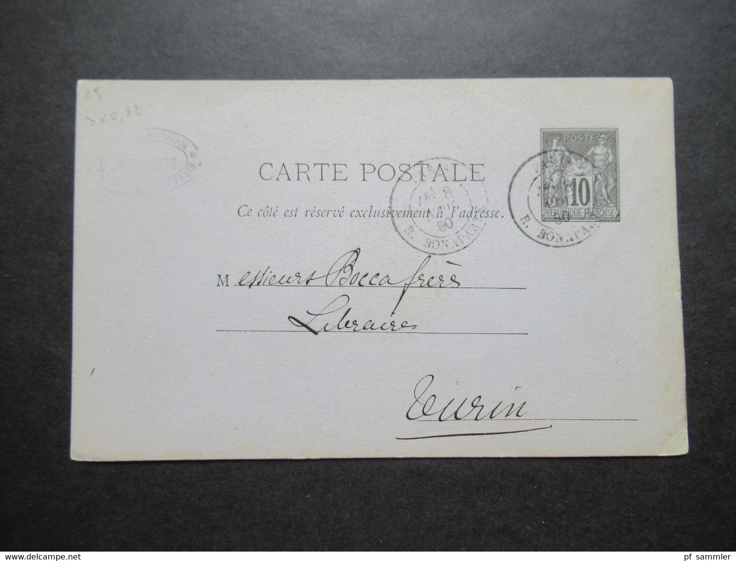 Frankreich 1880 Sage Ganzsache Auslandsverwendung Paris - Turin Italien - Prêts-à-marquer