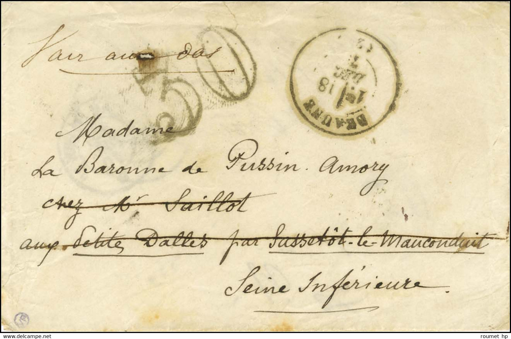 Lettre Avec Texte Daté De Paris Le 4 Décembre 1870, Au Recto Càd T 17 BEAUNE (20) 18 DEC. 70, Taxe 30 DT Sur Lettre Pour - War 1870