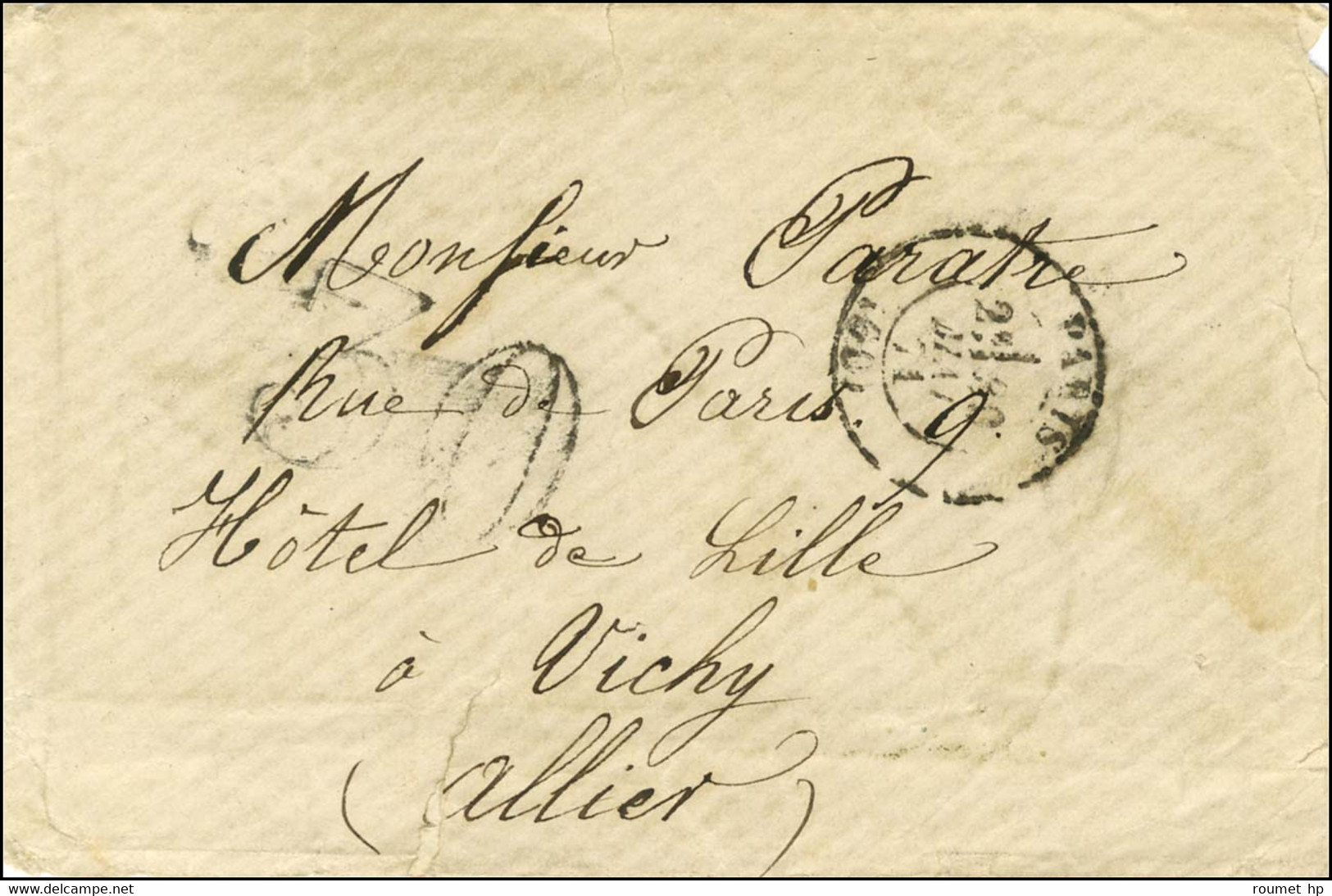 Càd PARIS 60 30 MAI 71 Taxe 30 DT Sur Lettre Pour Vichy. Au Verso, Càd D'arrivée 1 JUIN 71. - TB. - Guerra De 1870