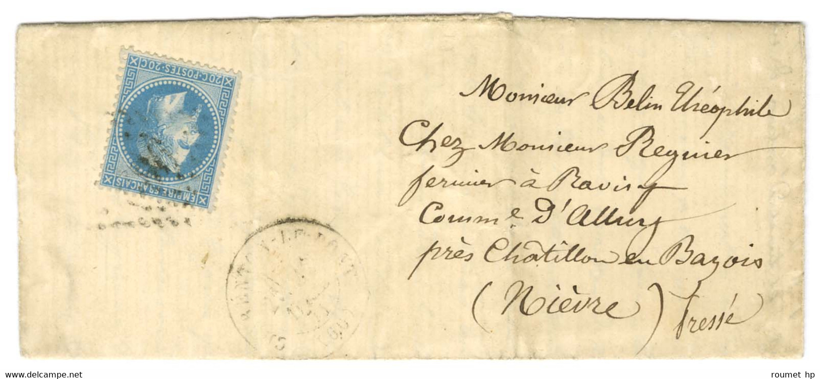 Lettre Avec Texte Daté De Paris Le 19 Avril 1871 Pour Chatillon En Bazois, Acheminée Par Passeur Privé Et Remise Au Bure - Krieg 1870