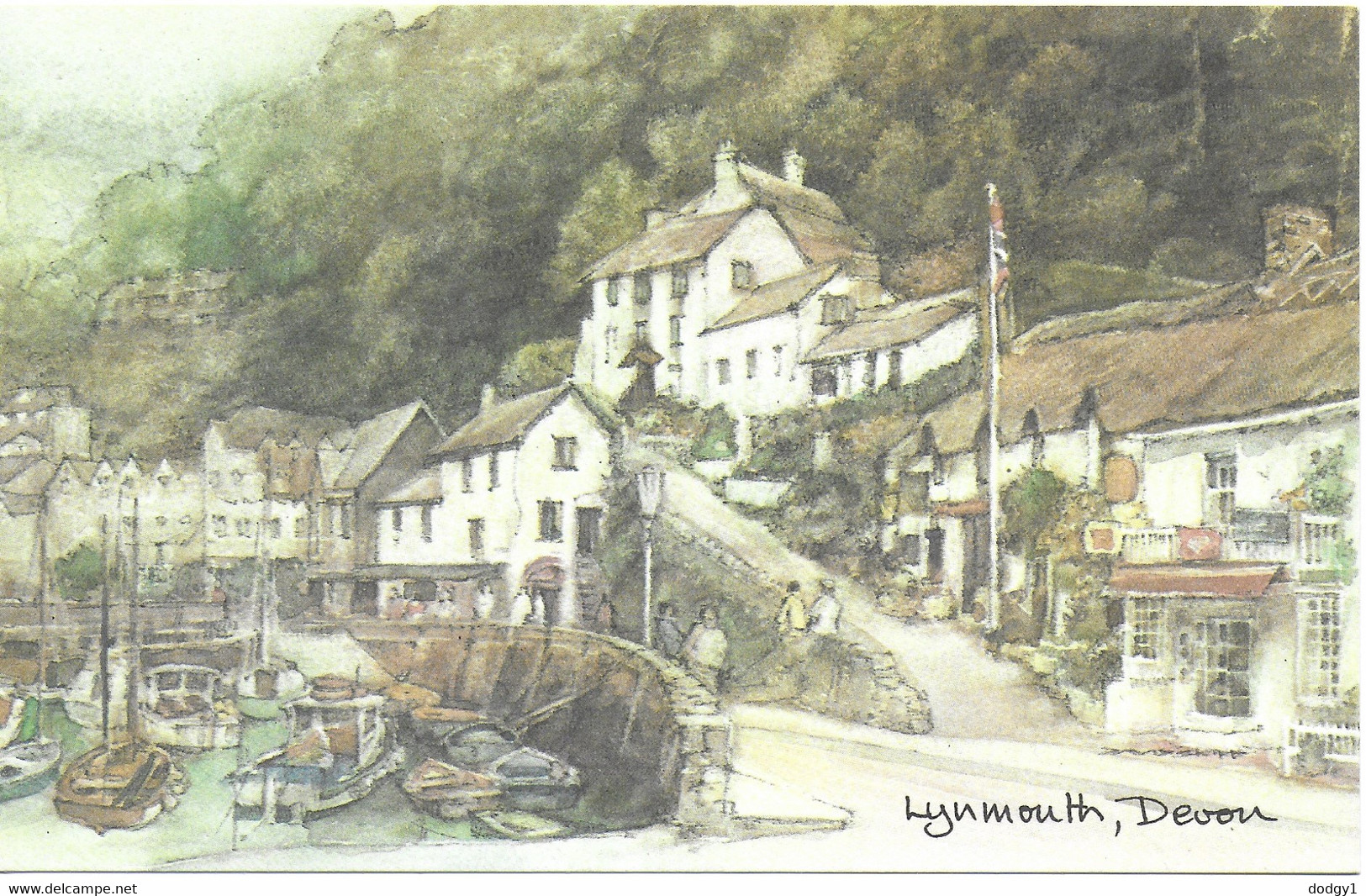 WATER COLOUR OF LYNMOUTH, DEVON, ENGLAND. UNUSED POSTCARD   Nk6 - Lynmouth & Lynton