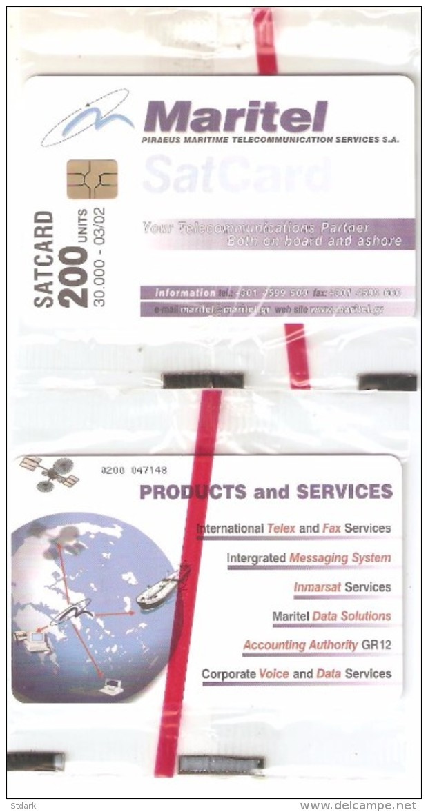 Greece-MARITEL Satellite Card 200 Units, Tirage 30.000, 03/2002, Mint - Grèce