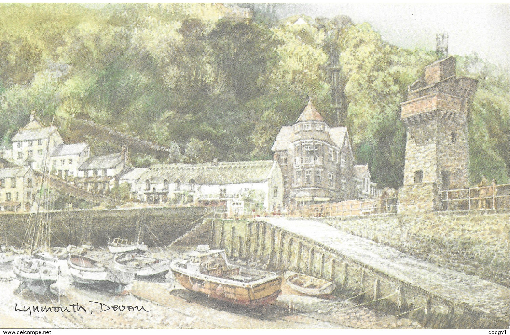 WATER COLOUR OF LYNMOUTH, DEVON, ENGLAND. UNUSED POSTCARD   Jo8 - Lynmouth & Lynton