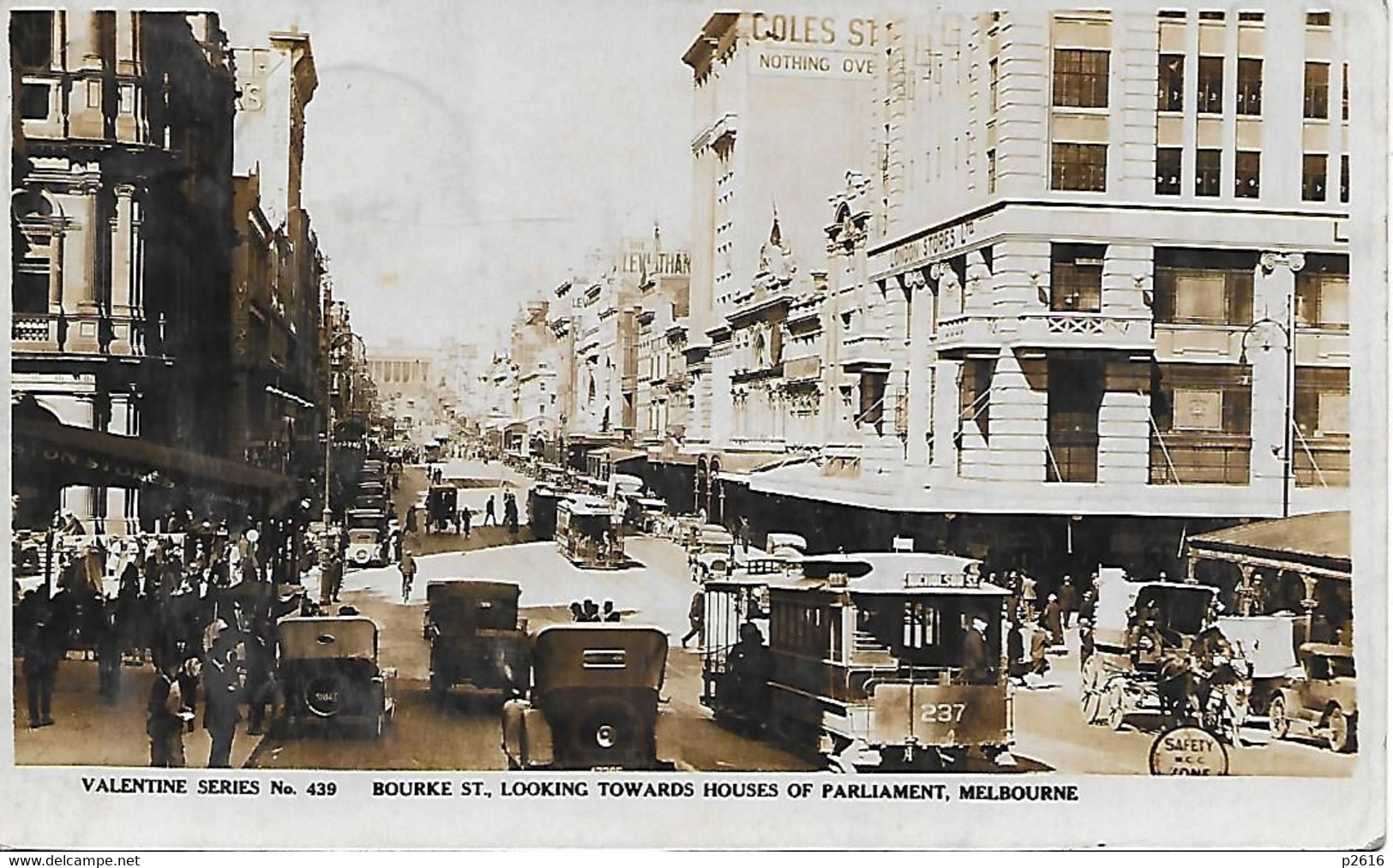 AUSTRALIE-  MELBOURNE -  1927 -  BOURKE ST. LOOKING TOWARDS HOUSES OF PARLIMENT MELBOURNE -  VOIR LE VERSO - Melbourne