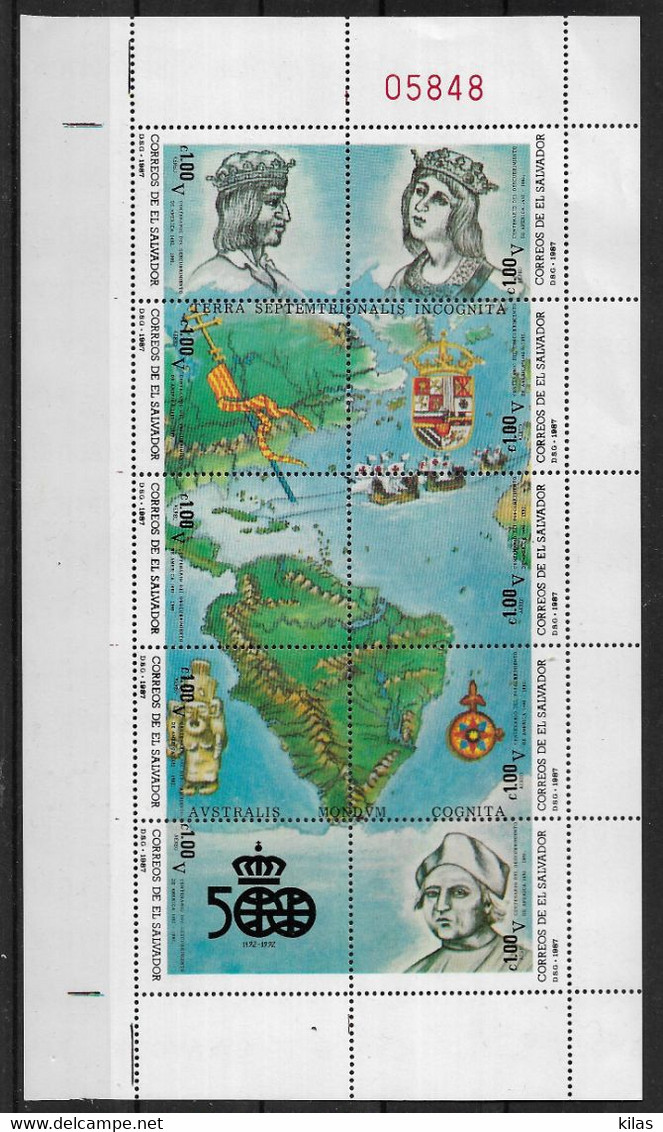 EL SALVADOR 1992  DISCOVERY OF AMERICA CHRISTOPHER COLUMBUS,  MNH - Cristoforo Colombo